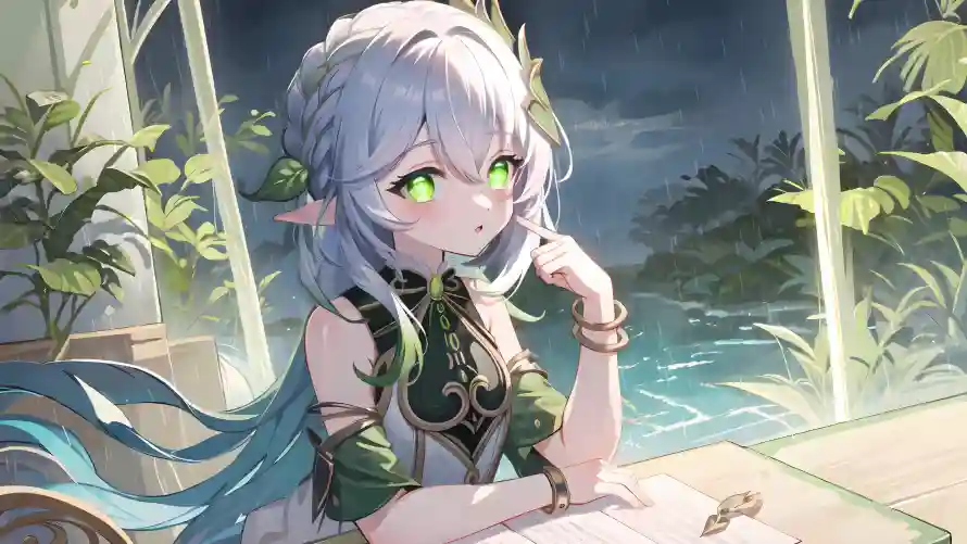 4k原神壁纸-少女 - 湖畔-白发「哲风壁纸」