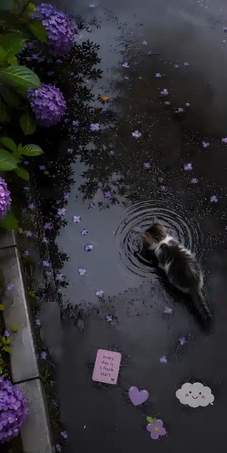 4k小猫壁纸 - 治愈 - 积水 - 花瓣「哲风壁纸」
