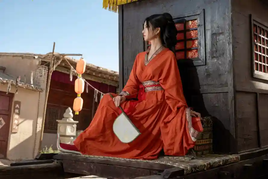 3k古街壁纸-古装 - 古风-持扇「哲风壁纸」