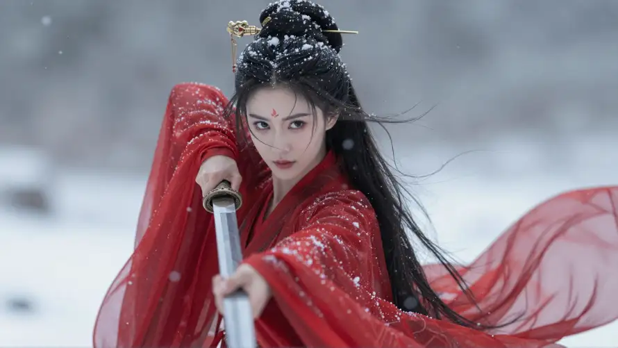 2k古装壁纸-古风 - 女侠-持剑「哲风壁纸」