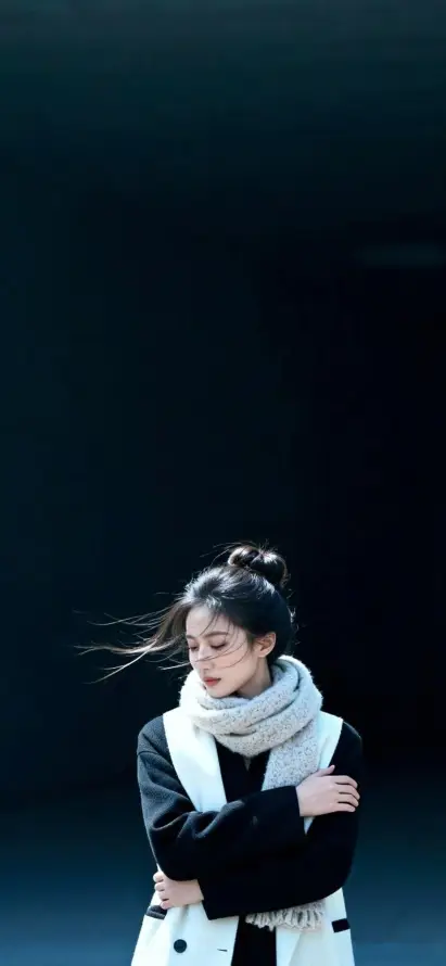 4k围巾壁纸 - 大衣 - 女生 - 手机「哲风壁纸」