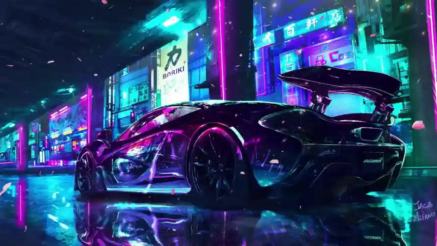 2k反光壁纸-夜景 - 机车-街头「哲风壁纸」