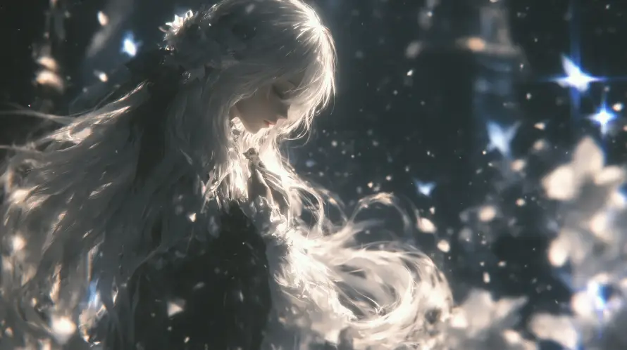 3k侧身壁纸-发光 - 少女-星星「哲风壁纸」