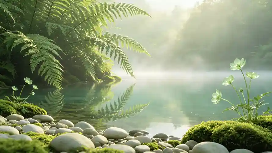 4k晨雾壁纸-花 - 森林-溪流「哲风壁纸」