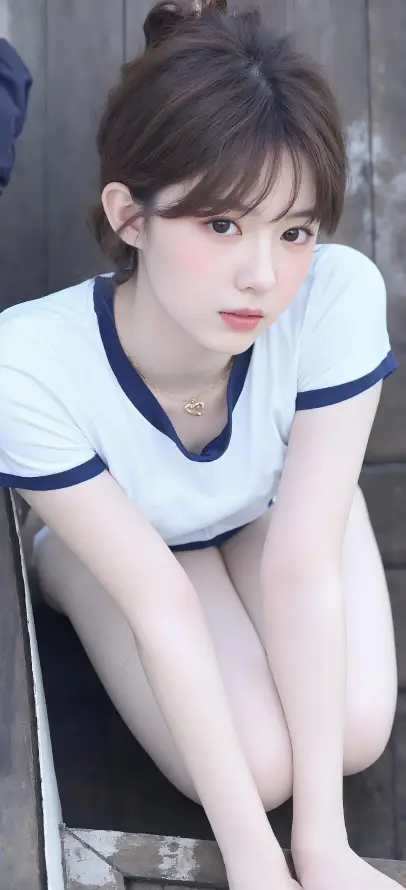 4k少女壁纸 - 清纯 - 红唇 - 蹲姿「哲风壁纸」