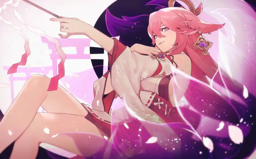 3k原神壁纸-巫女 - 游戏-狐耳「哲风壁纸」