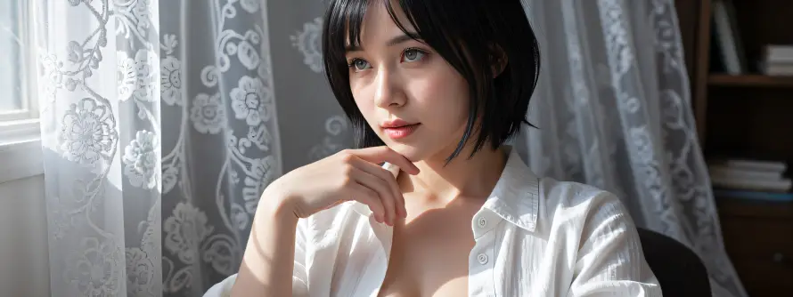 4k人像壁纸-光影 - 写真-室内「哲风壁纸」