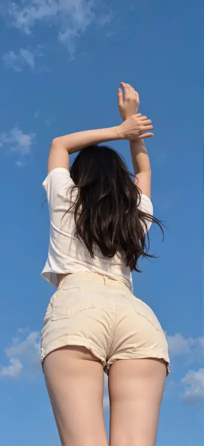 4k少女壁纸 - 户外 - 抬臂 - 晴天「哲风壁纸」