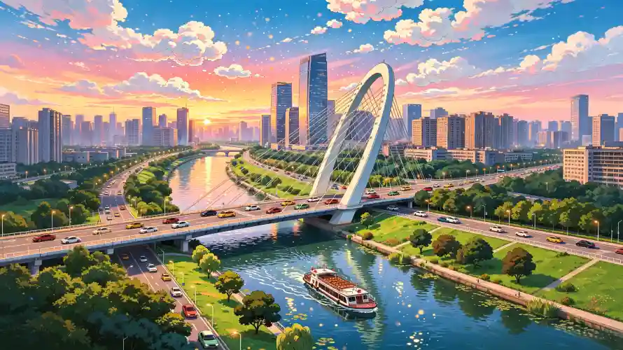 3k城市壁纸-天空 - 插画-日落「哲风壁纸」
