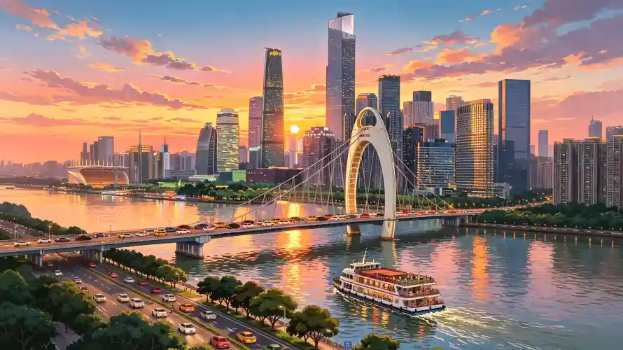 3k城市壁纸-夕阳 - 广州-日落「哲风壁纸」