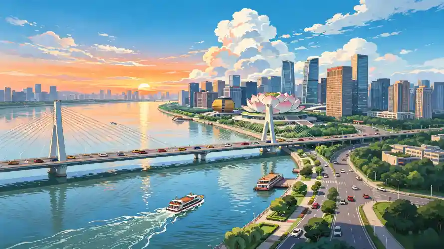 3k公路壁纸-城市 - 大桥-日落「哲风壁纸」