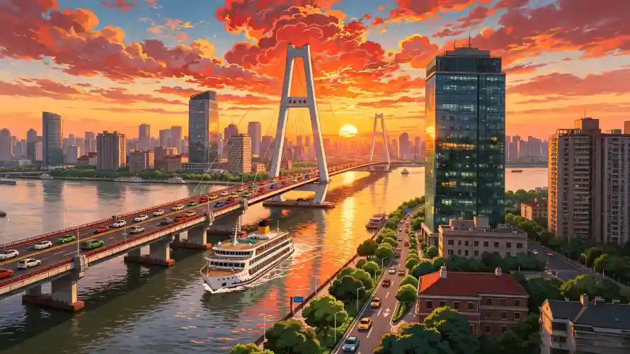 3k公路壁纸-城市 - 建筑-日落「哲风壁纸」