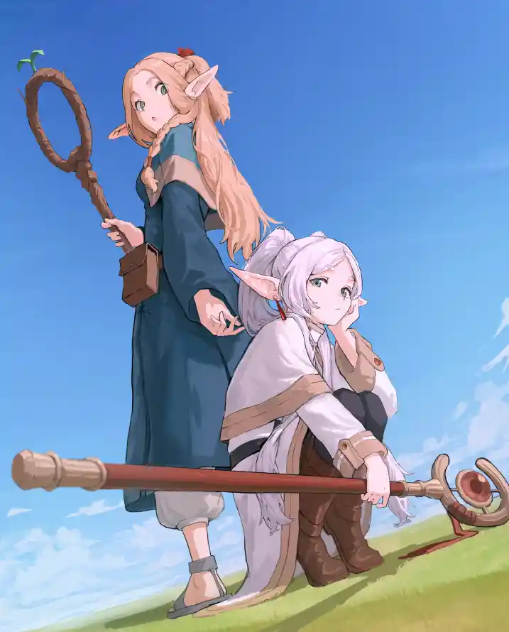 4k动漫壁纸 - 法杖 - 白发 - 精灵「哲风壁纸」