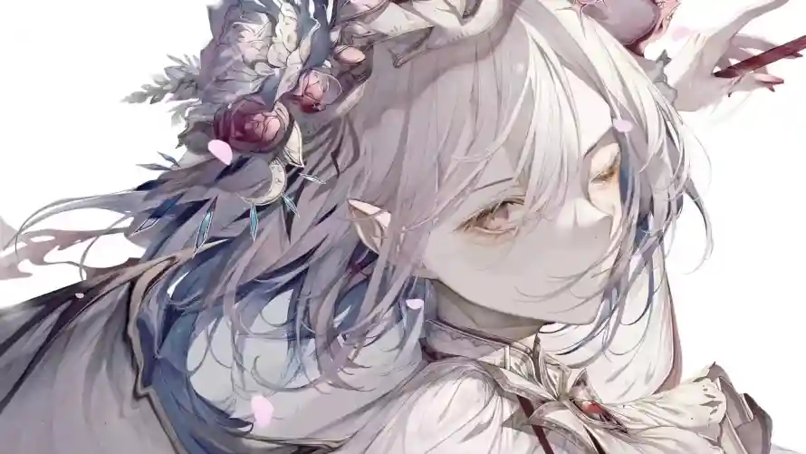 4k侧脸壁纸 - 少女 - 尖耳 - 花瓣「哲风壁纸」