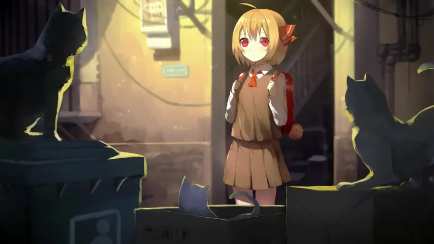 4k小巷壁纸 - 少女 - 暖光 - 暗角「哲风壁纸」