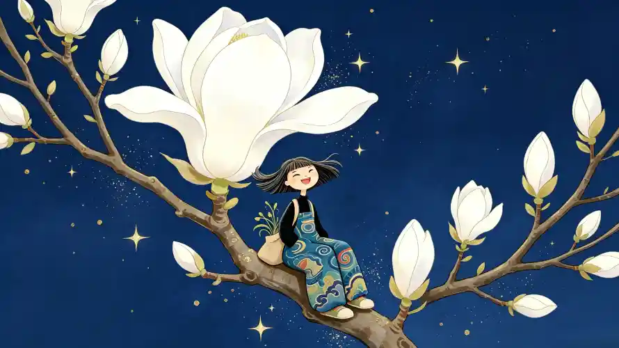3k卡通壁纸-可爱 - 夜晚-女孩「哲风壁纸」