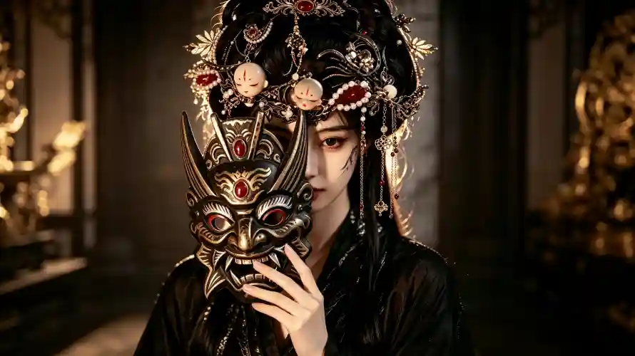 3k古风壁纸-好看 - 汉服-半遮面「哲风壁纸」