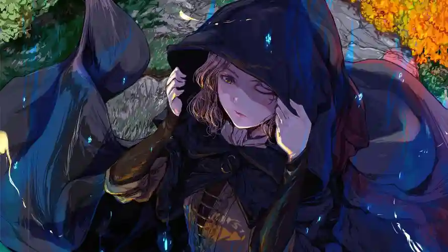 3k插画壁纸-眨眼 - 秋景-雨伞「哲风壁纸」