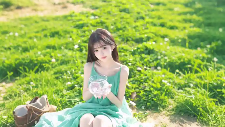2k写真壁纸-坐姿 - 夏日-户外「哲风壁纸」