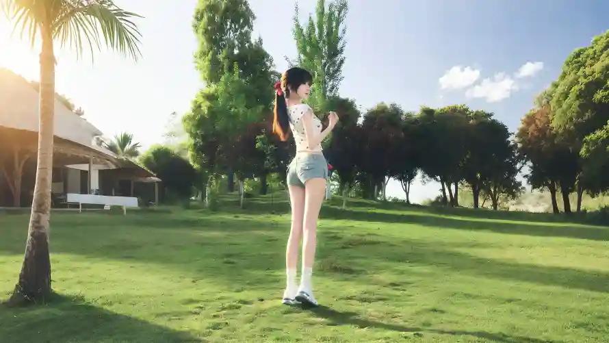 4k3D壁纸-少女 - 户外-房屋「哲风壁纸」