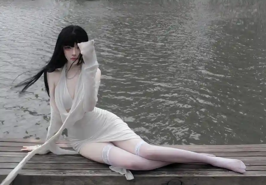 2k写真壁纸-坐姿 - 女生-木板「哲风壁纸」