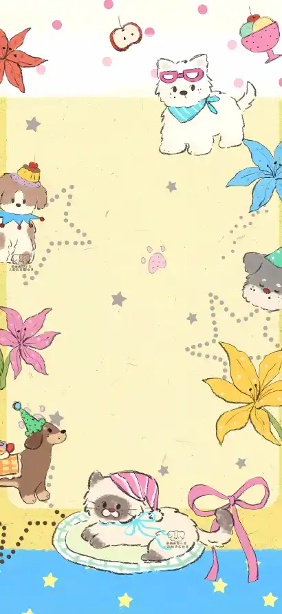 4k卡通壁纸 - 可爱 - 小狗 - 星星「哲风壁纸」