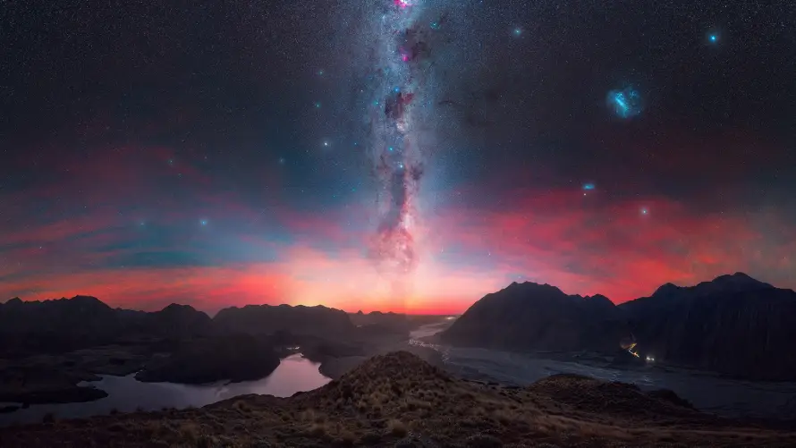 2k剪影壁纸-夜景 - 山峦-山水「哲风壁纸」