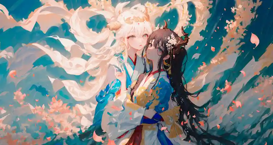 4k仙气壁纸-对视 - 樱花-汉服「哲风壁纸」