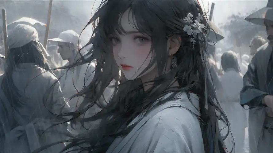 4k人群壁纸-冷艳 - 古风-少女「哲风壁纸」