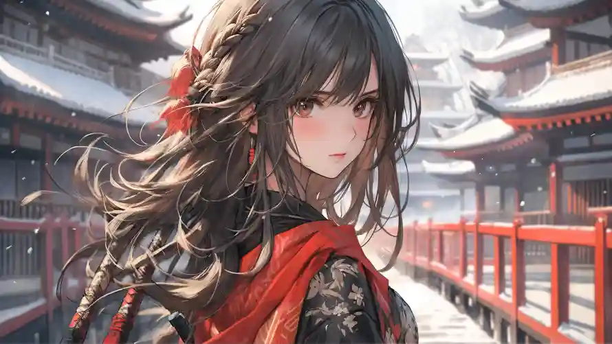 4k侧脸壁纸-冬日 - 国风-少女「哲风壁纸」