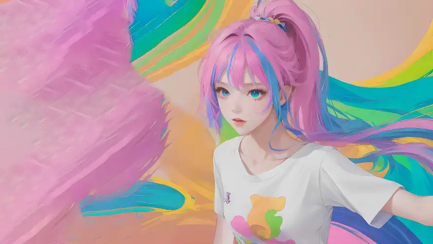 4k少女壁纸-插画 - 甜酷-粉发「哲风壁纸」