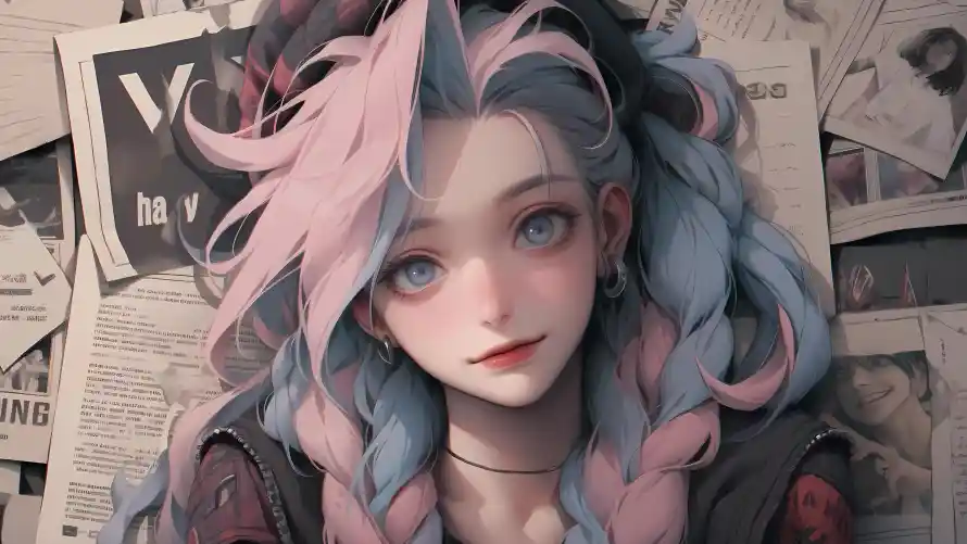 4k卷发壁纸-少女 - 插画-温柔「哲风壁纸」