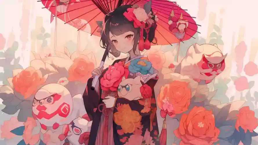 4k兽耳壁纸-和服 - 和风-少女「哲风壁纸」