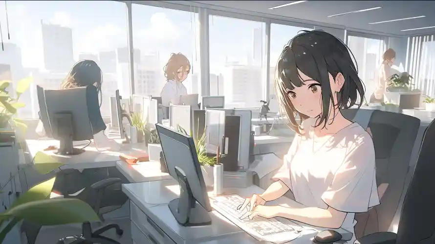 4k办公壁纸-治愈 - 电脑-短发「哲风壁纸」