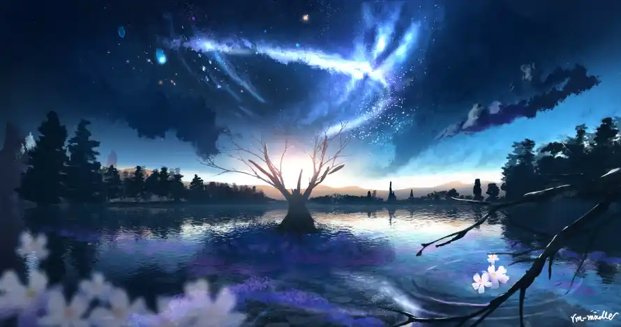 4k倒影壁纸-夜景 - 夜空-星空「哲风壁纸」
