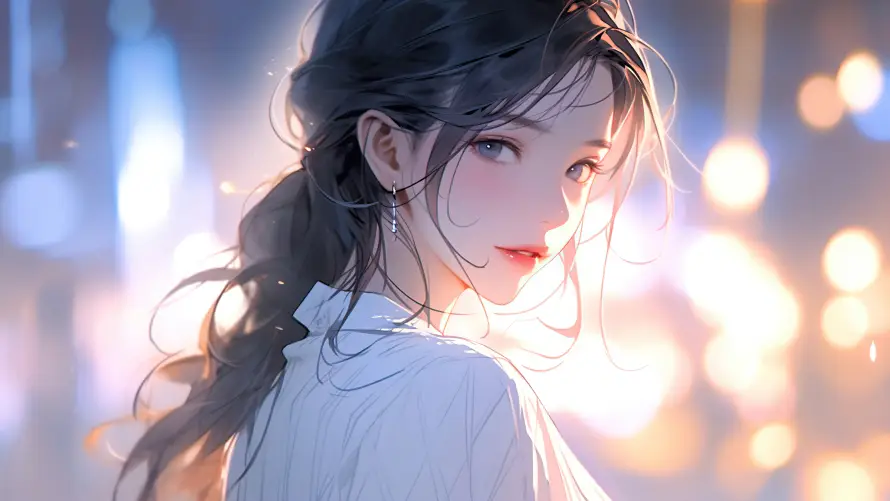 4k侧脸壁纸-回眸 - 夜景-插画「哲风壁纸」