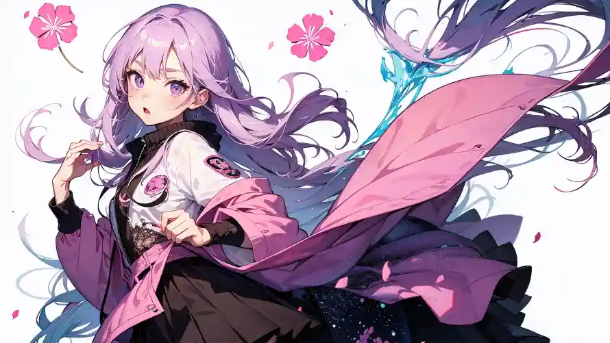 4k少女壁纸-插画 - 樱花-粉衣「哲风壁纸」