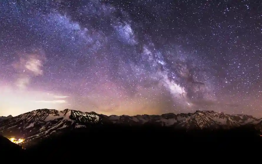4k夜景壁纸-夜空 - 山脉-星光「哲风壁纸」