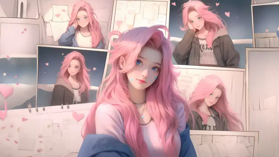 4k动漫壁纸 - 女生 - 插画 - 爱心「哲风壁纸」