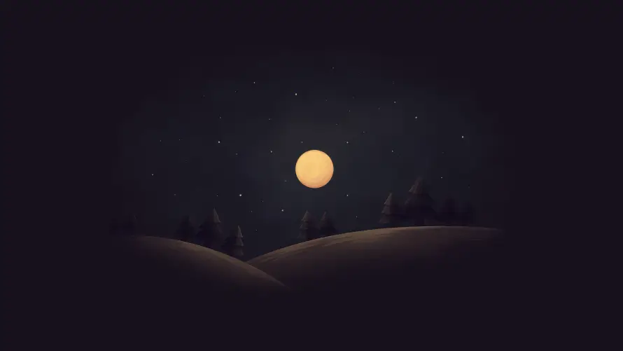6k圆月壁纸-夜景 - 夜空-山丘「哲风壁纸」