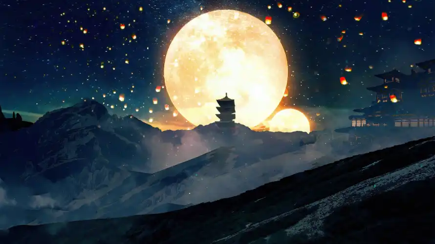 6k古塔壁纸-古风 - 夜景-夜空「哲风壁纸」