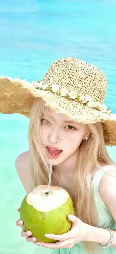 4k夏日壁纸 - 少女 - 度假 - 椰子「哲风壁纸」