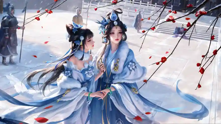 4k双姝壁纸-古风 - 宫殿-武将「哲风壁纸」