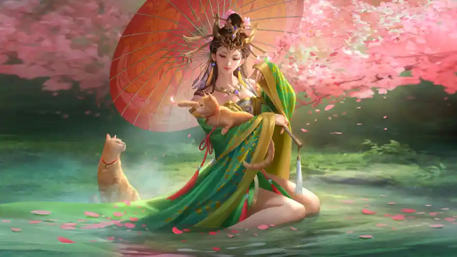 4k古风壁纸-吴国 - 樱花-橘猫「哲风壁纸」