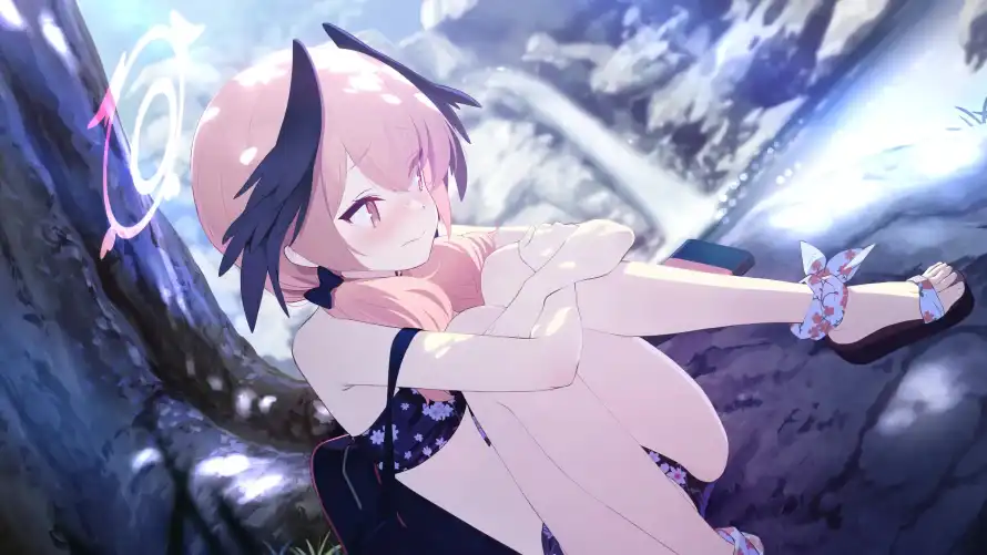 4k光环壁纸-少女 - 岩石-拖鞋「哲风壁纸」