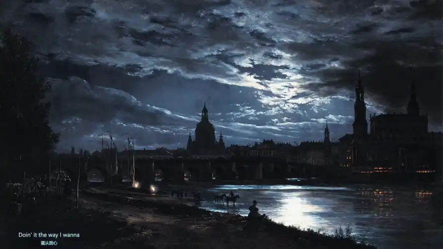 4k云层壁纸-夜景 - 河岸-油画「哲风壁纸」
