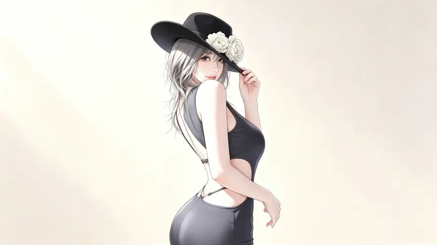 3k侧身壁纸-回眸 - 女性-好看「哲风壁纸」
