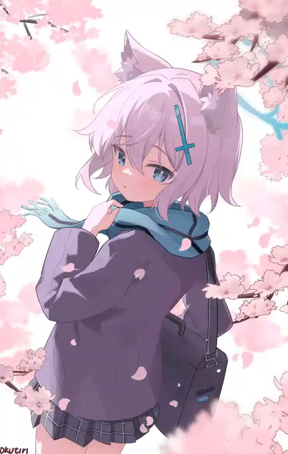 4k兽耳壁纸 - 制服 - 发夹 - 回眸「哲风壁纸」