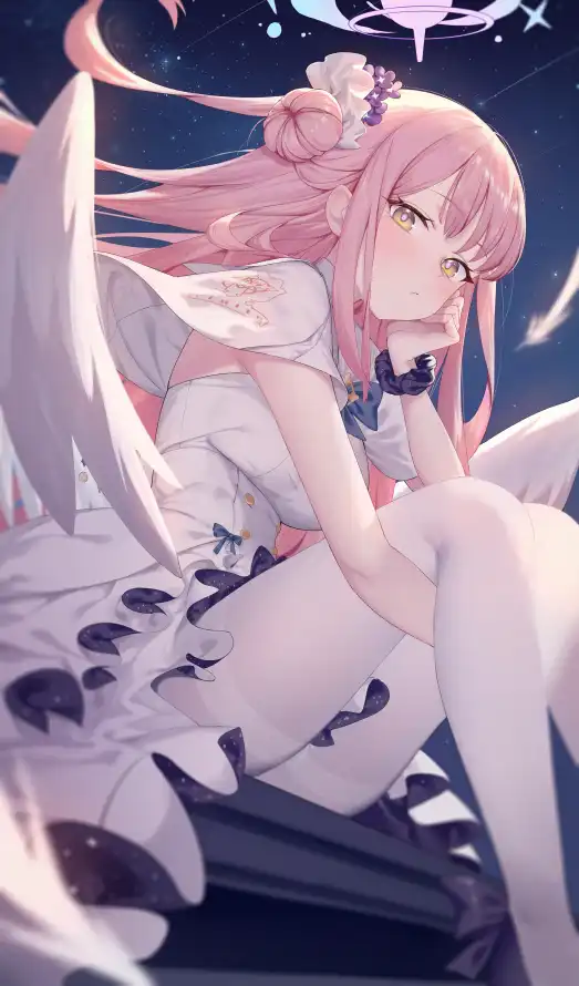 4k发饰壁纸 - 少女 - 托腮 - 星空「哲风壁纸」