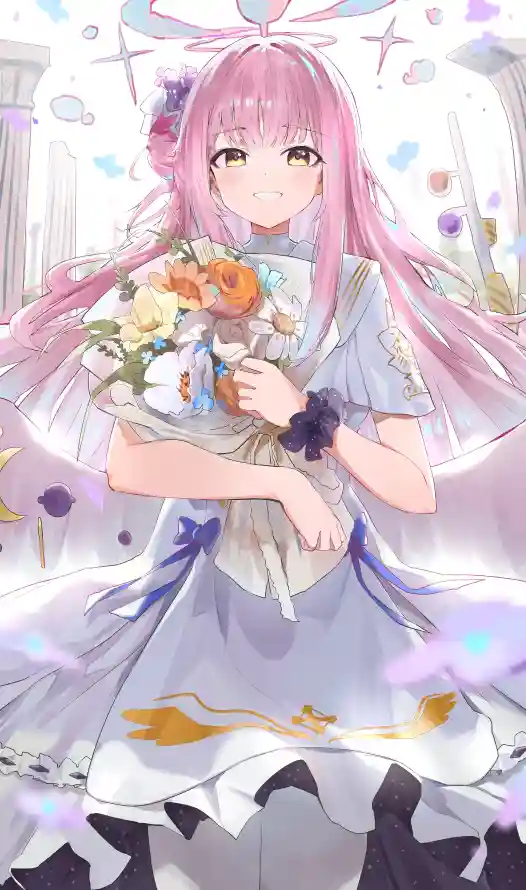 4k光环壁纸 - 少女 - 捧花 - 未花「哲风壁纸」